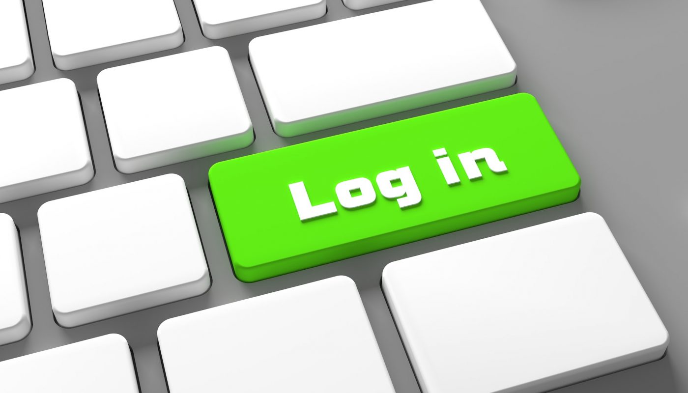 Log in Keyboard button - internet Online sign in concept Register to website