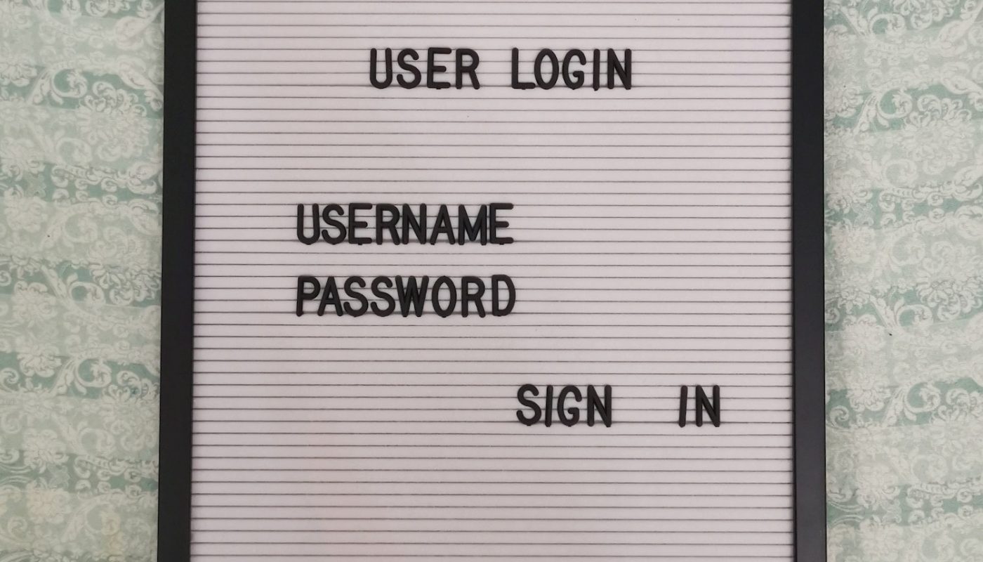 User login, username password, sign in little board